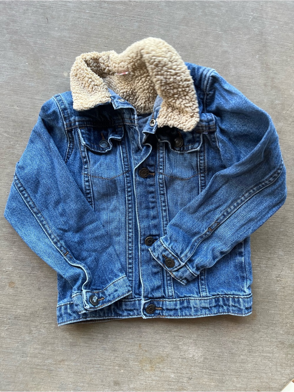 Wrangler Kids Blue Denim Jacket with Cream Sherpa Collar